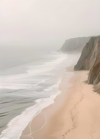 Misty Beach Cliffs