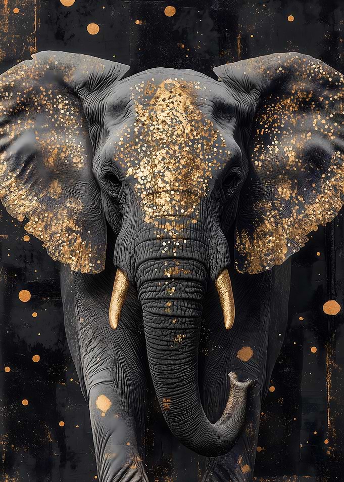 Golden Elephant Art Print Animal