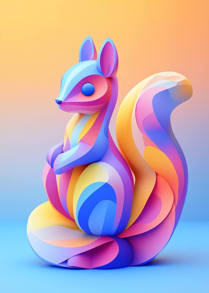 Colorful 3D Squirrel