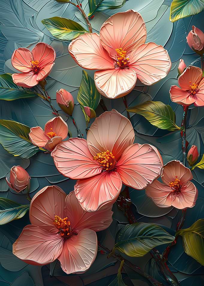 Botanical Pink Petals Flowers