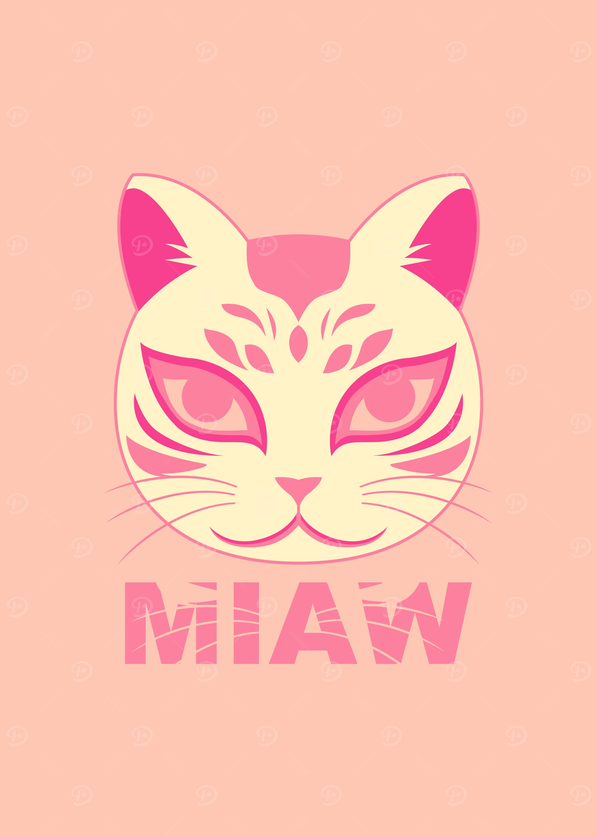 Peach and Pink Cat Mask Design