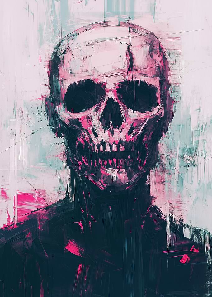 Pink Skull Painting