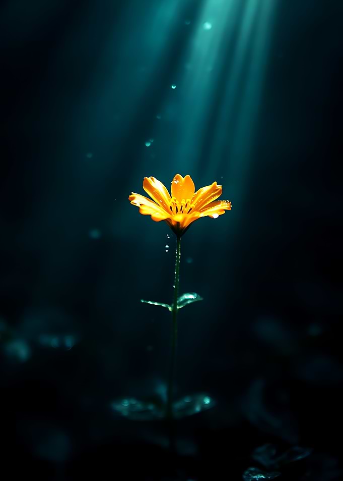 Single Yellow Flower In Sunlight