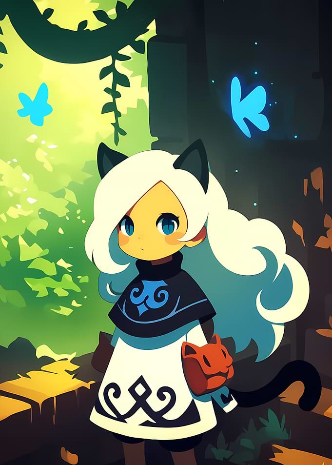 Cat Girl in Forest