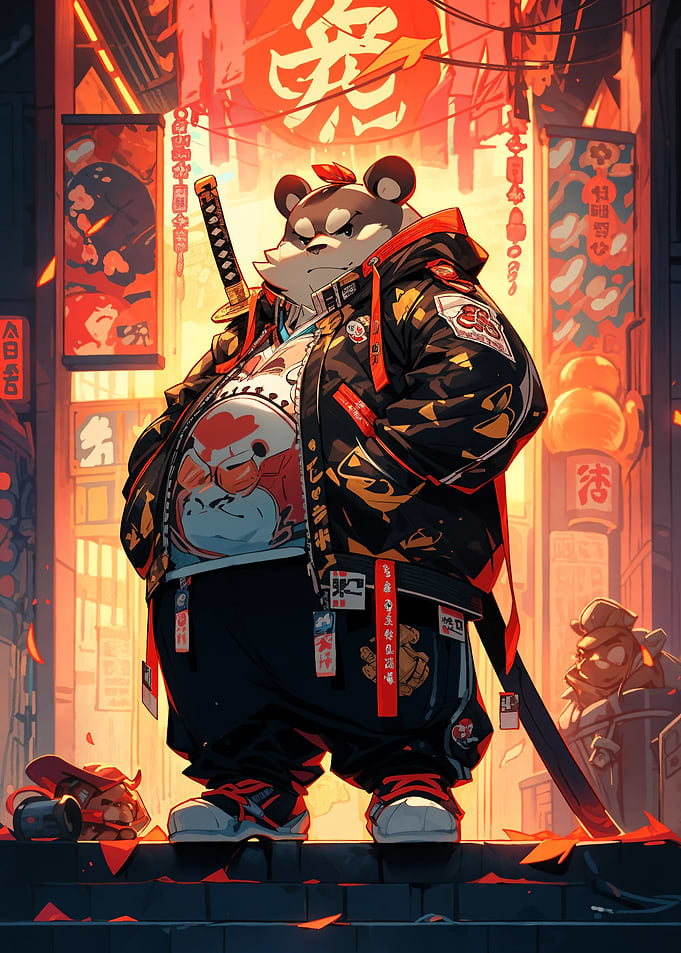 Panda Samurai Street Art