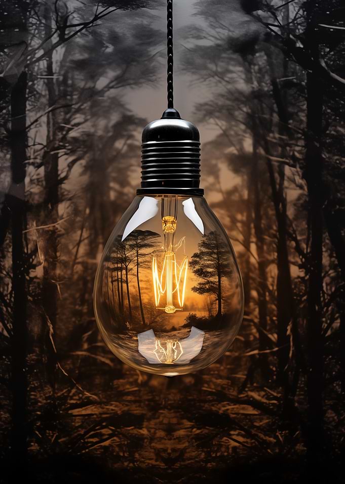 Light bulb in the forest
