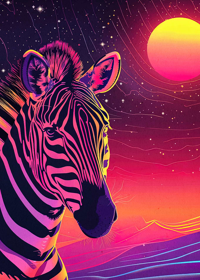 Neon Zebra Sunset