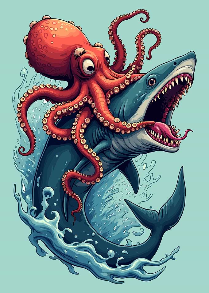 Octopus vs Shark