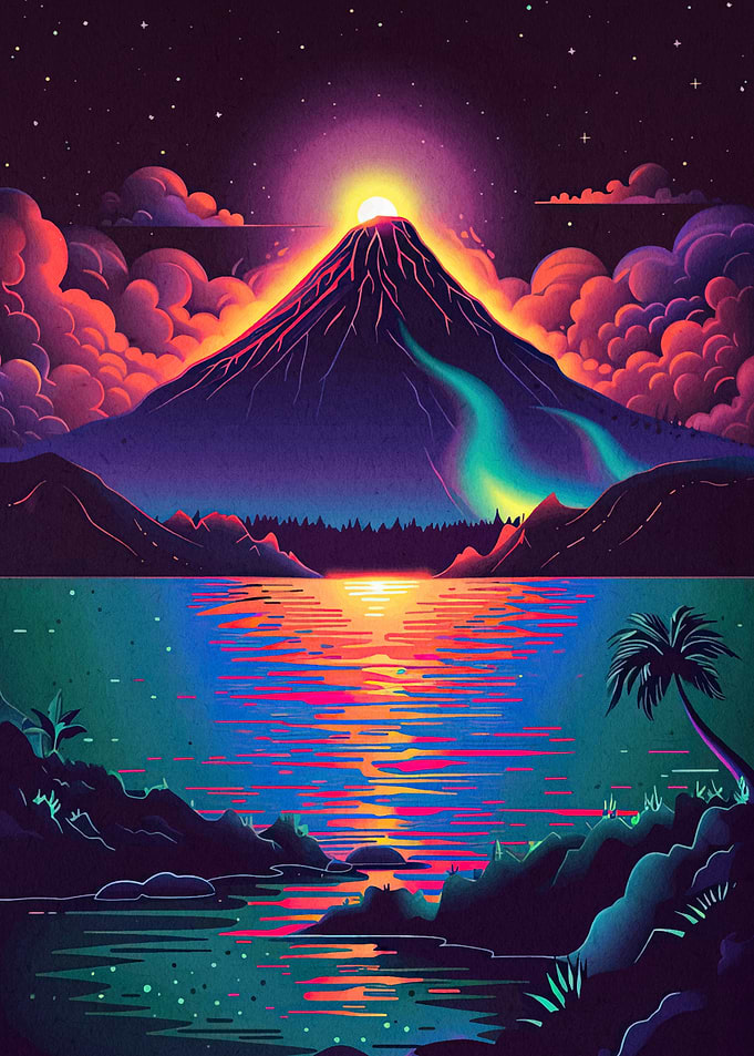Volcano Sunset Landscape