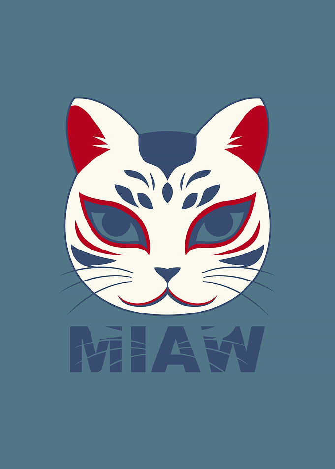 Cat Mask Design Blue and Red