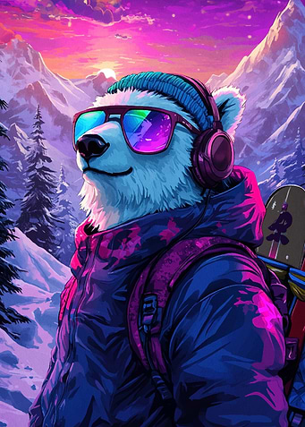 Cool Bear in Mountains