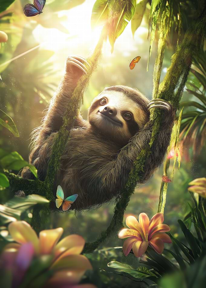 Sloth in Rainforest