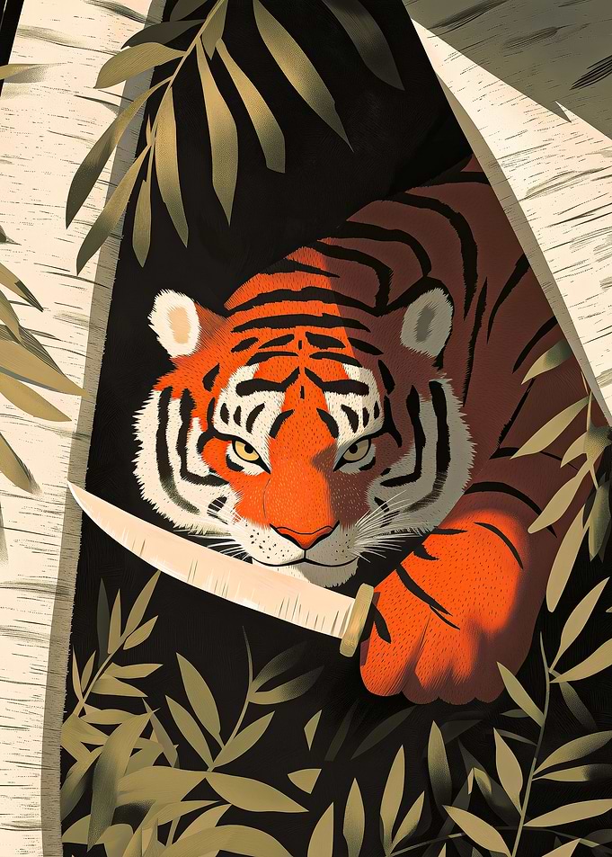 Bad Tiger with Knife