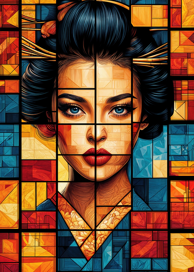 Geisha Geometric Face Art