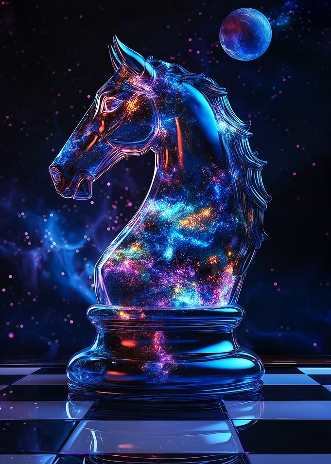 Cosmic Knight Chess Piece