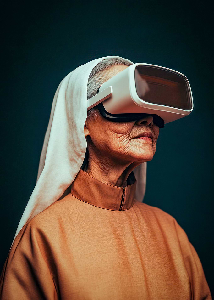 Elderly Woman in VR Headset