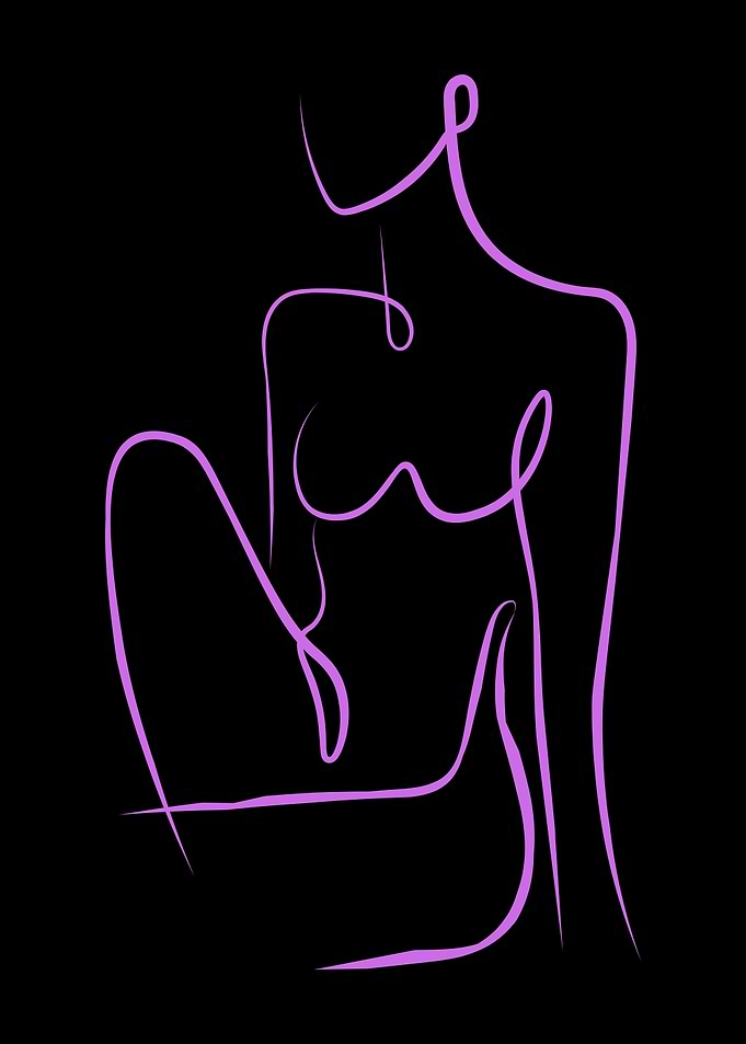 Purple Line Art Sexy Figure