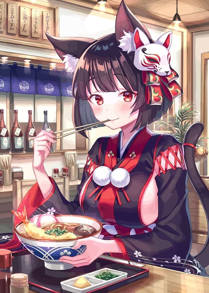 Anime Girl Eating Ramen