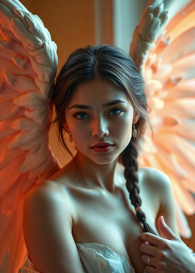 Delicate Chestnut Hair Angel Portrait