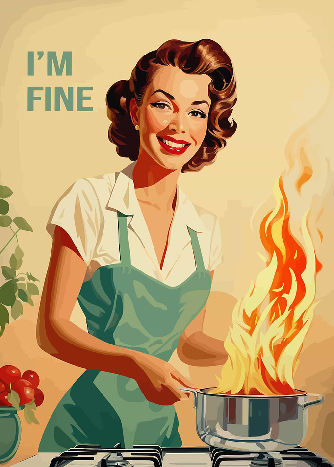 I'm Fine Retro Kitchen Poster