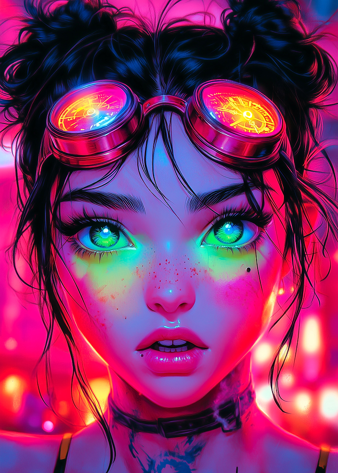 Cyberpunk Goggles Girl