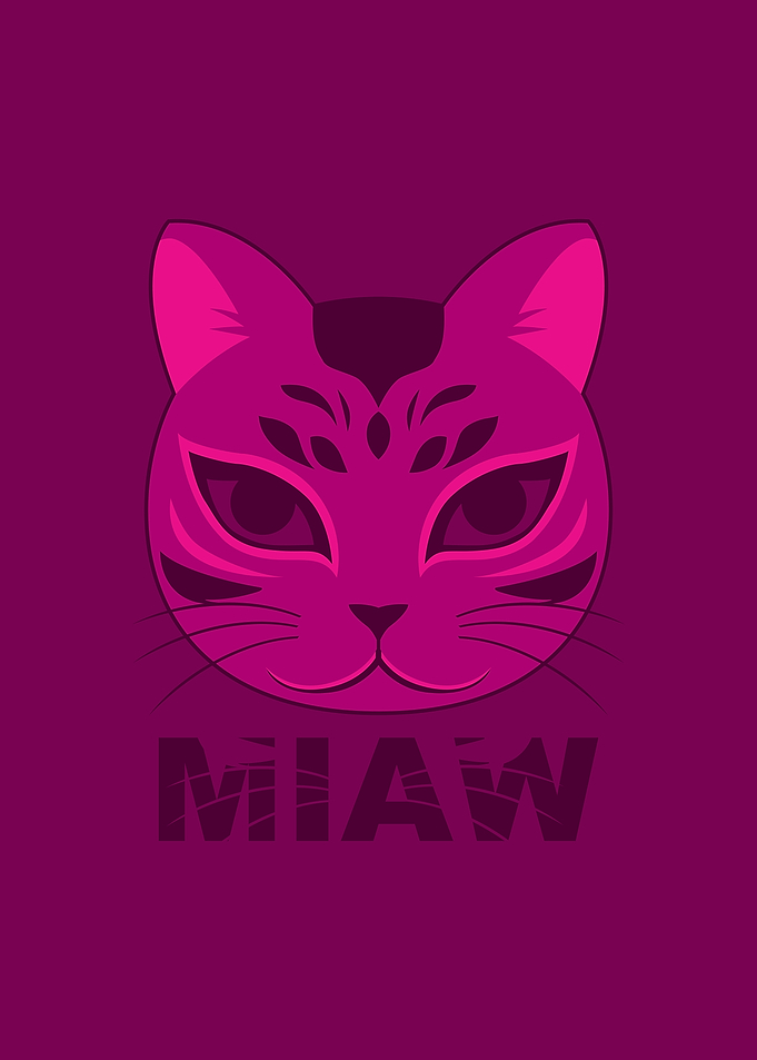 Pink Cat Mask Design Maroon