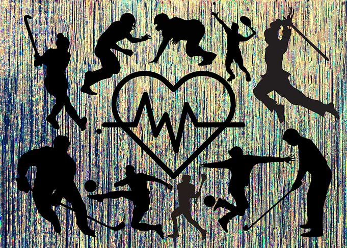 Sports Silhouettes with Heartbeat