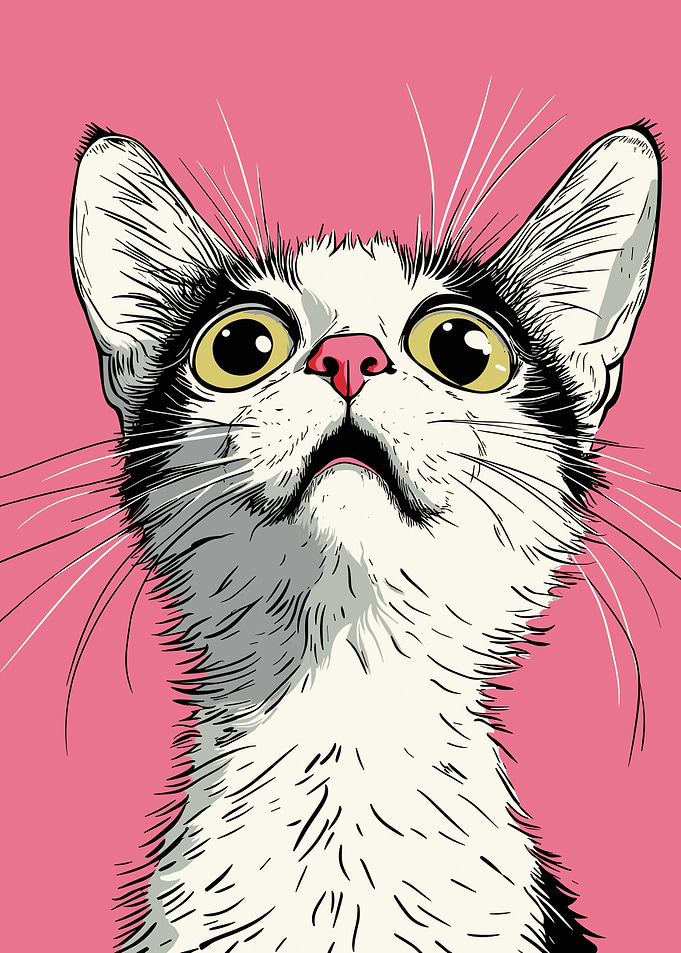 Original Curious Cat Art