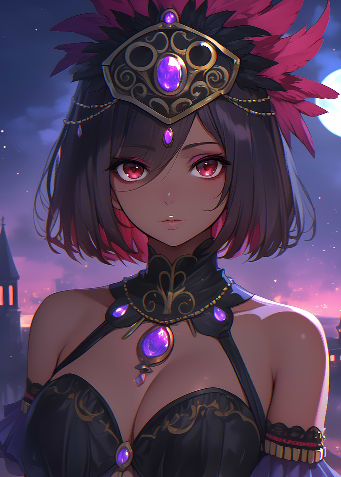 Anime Girl with Purple Gems