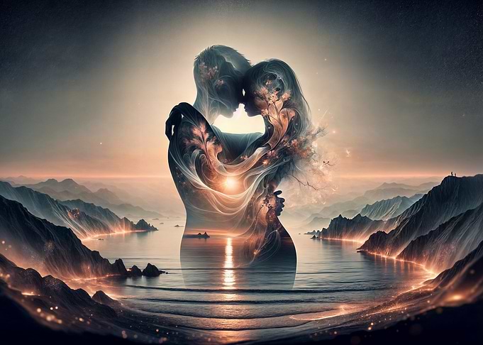 Silhouette Couple Embrace