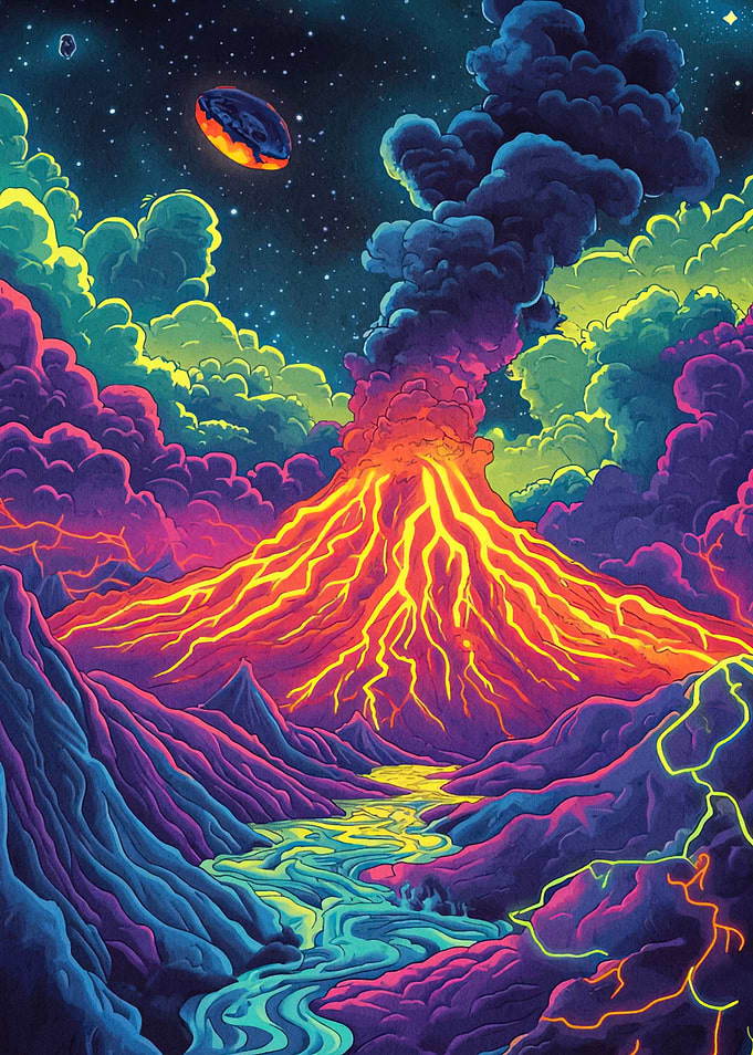 Erupting Volcano Landscape