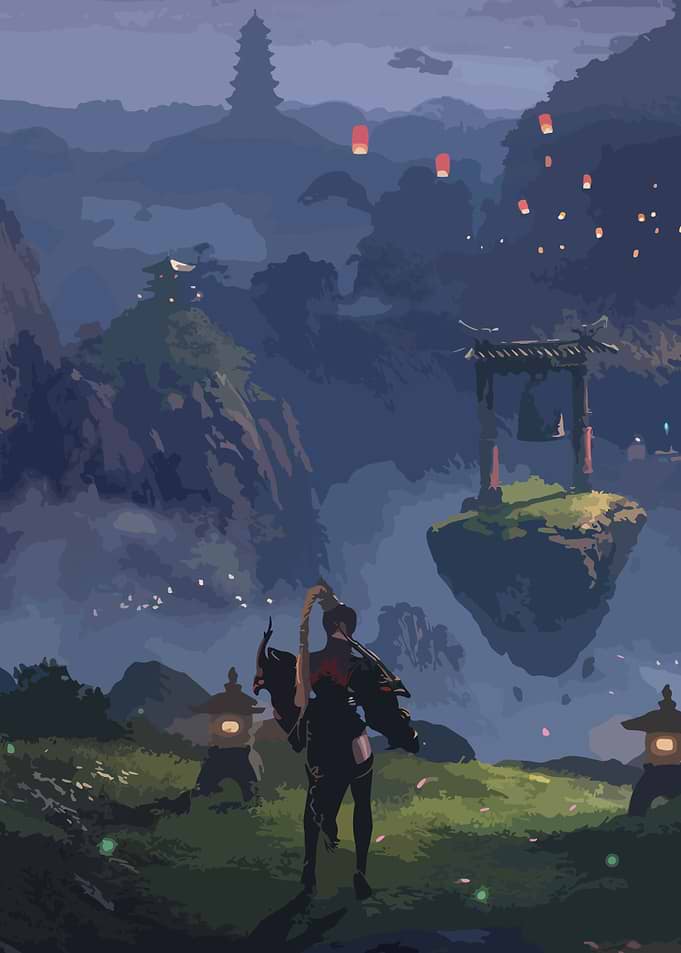 Fantasy Landscape with Warrior