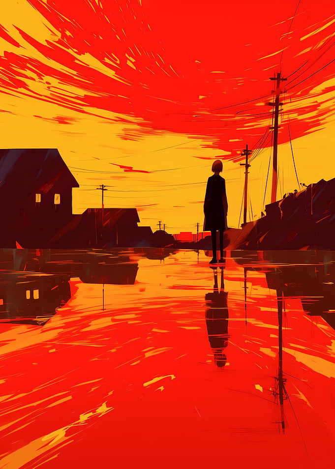 Silhouette in Red Sunset