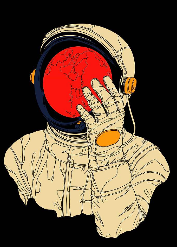 Astronaut with Red Planet
