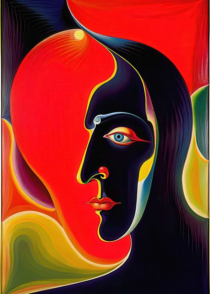 Abstract Portrait in Red and Black