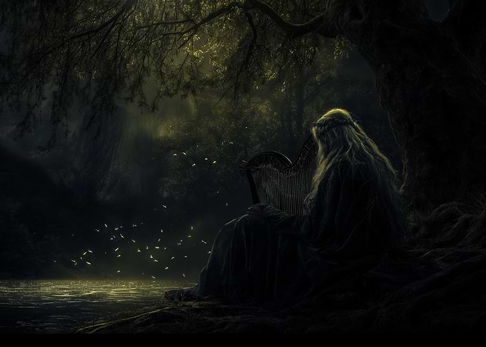 Harpist in the Forest