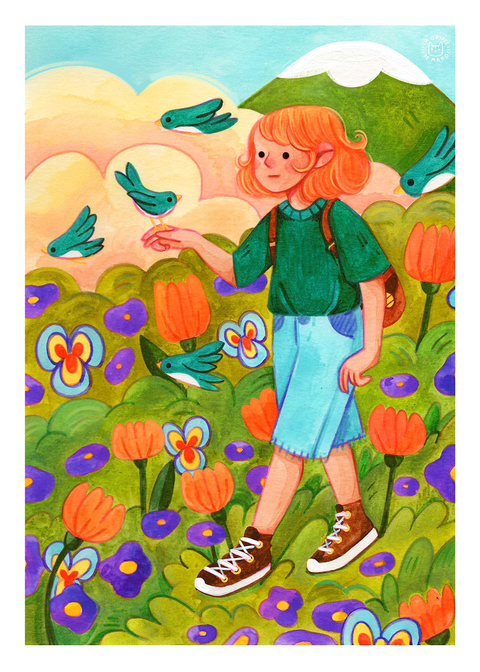 Girl in Flower Field