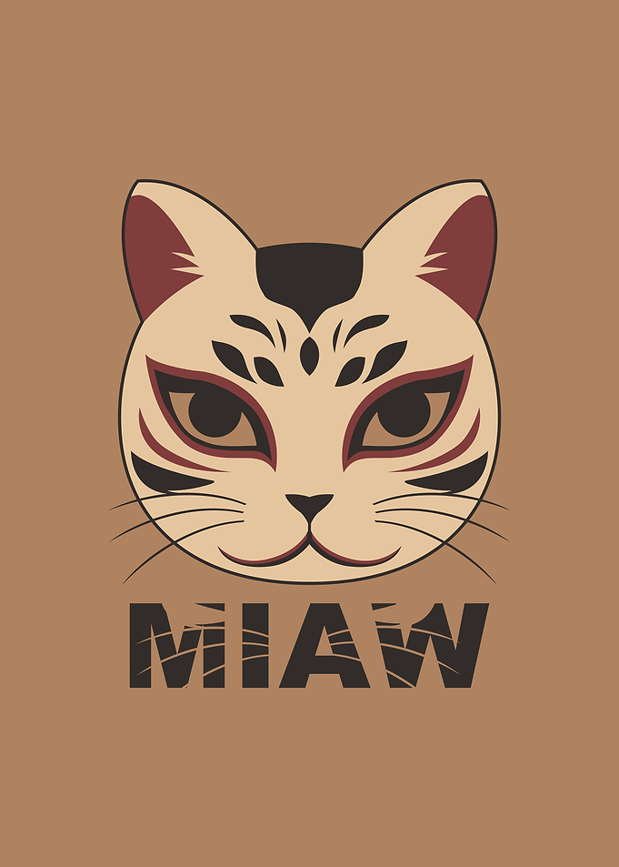 Cat Mask Illustration Brown