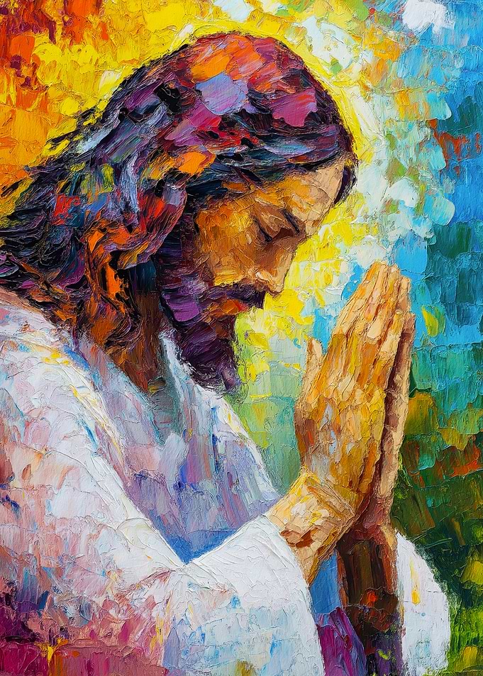 Jesus Praying Abstract Painting