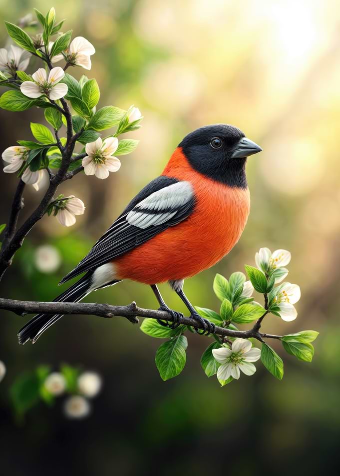 Cute Bullfinch Bird Poster