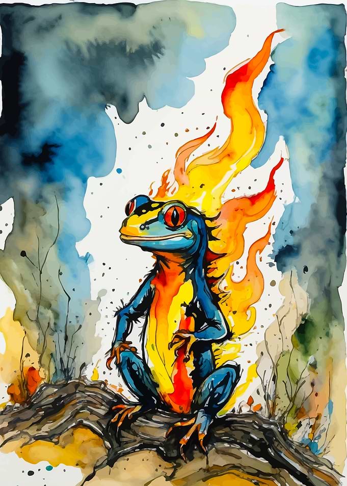 Fire Frog Watercolor