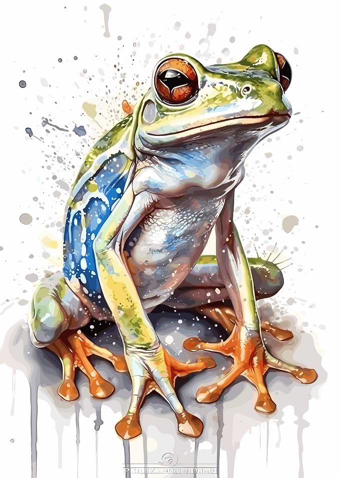 Watercolor Frog Art