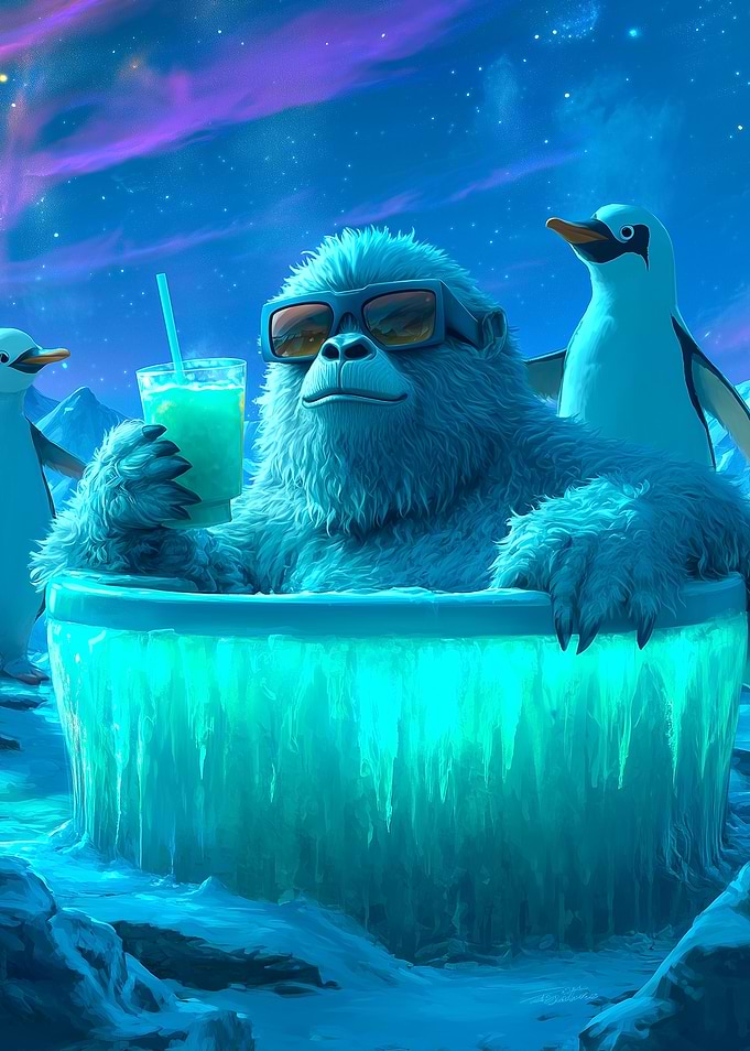 Chillin' Yeti in Hot Tub