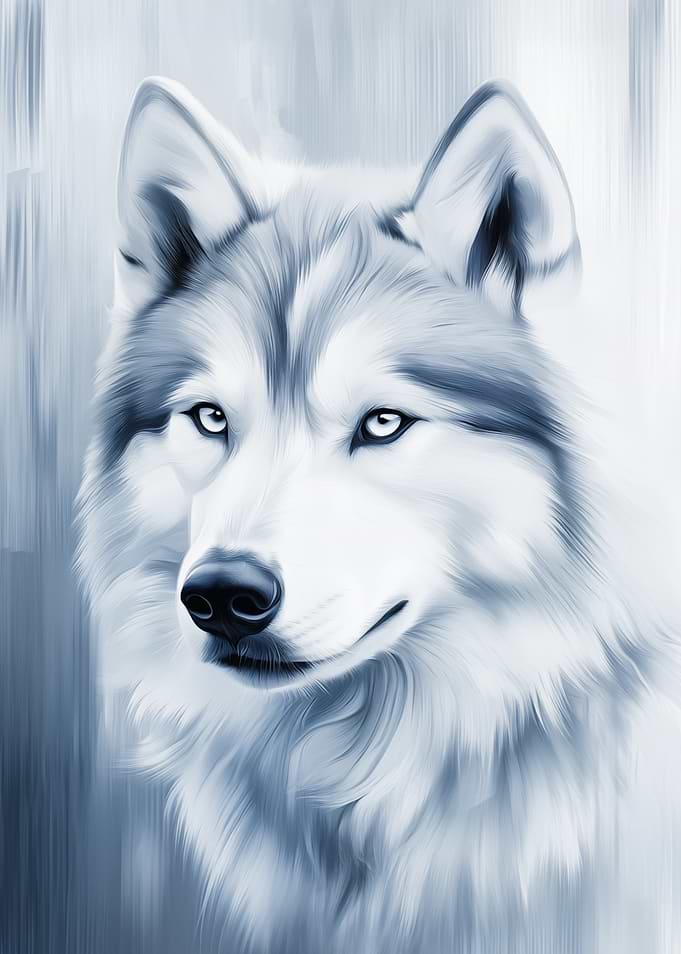 Siberian Husky Portrait in Blue Tones