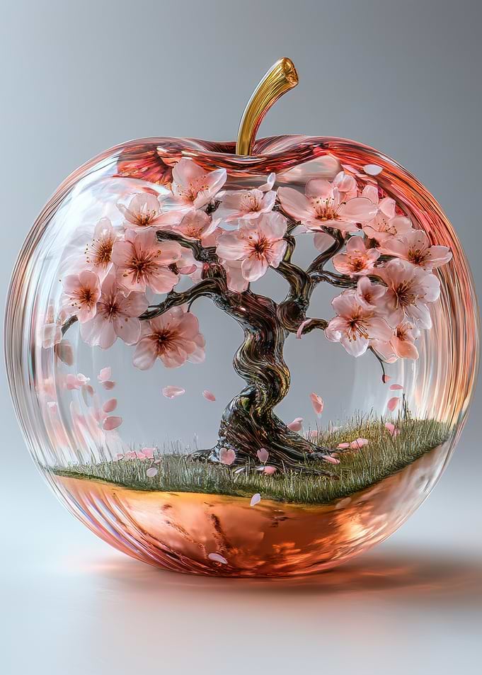 Cherry Blossom Tree in Glass Apple