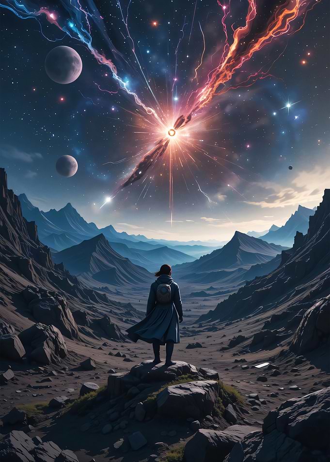 Cosmic Event in Mountainous Landscape