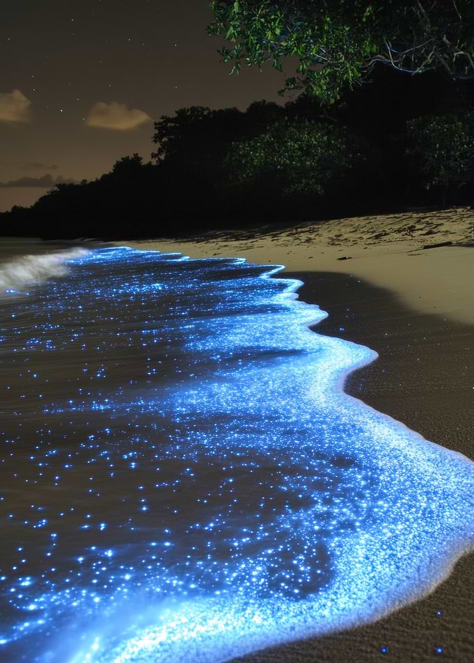 Bio-luminescent Beach at Night