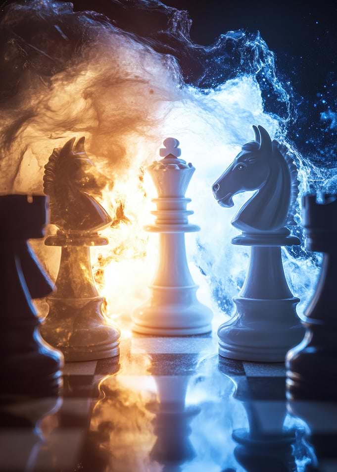 Chess Pieces in Smoke