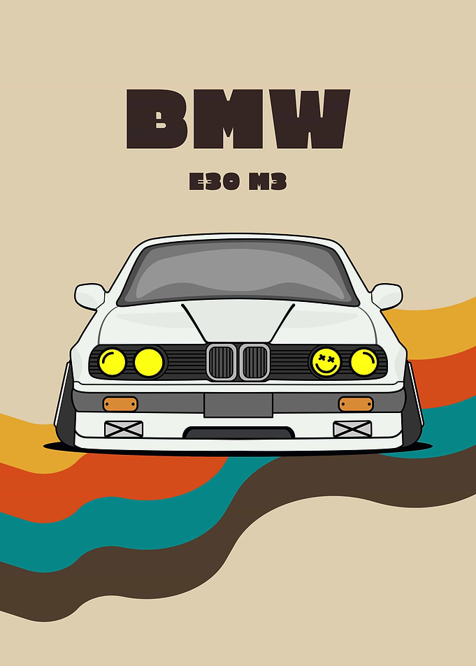 BMW E30 M3 Retro Art