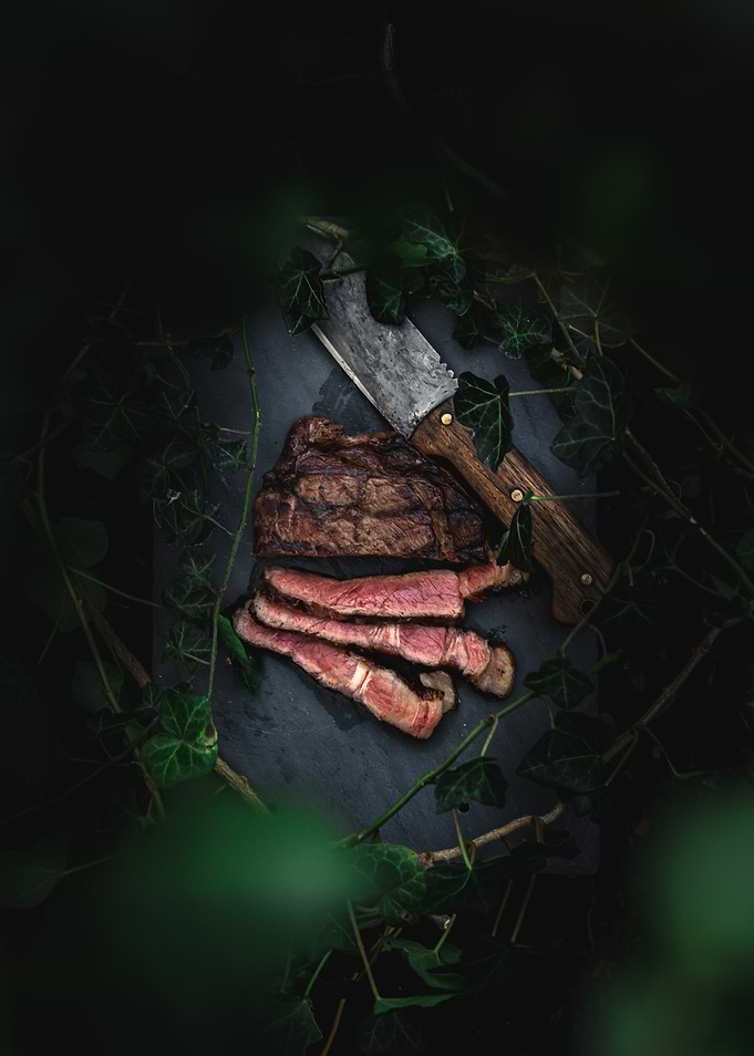 Grilled Steak with Knife